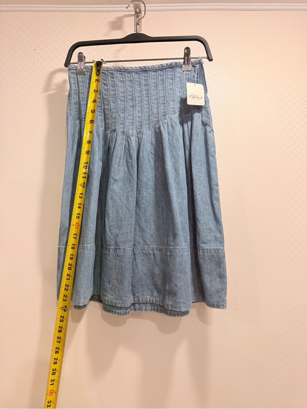 NWT Free People We The Free Peyton Pintuck Denim A-Line Midi Skirt Size 2 - Picture 4 of 14